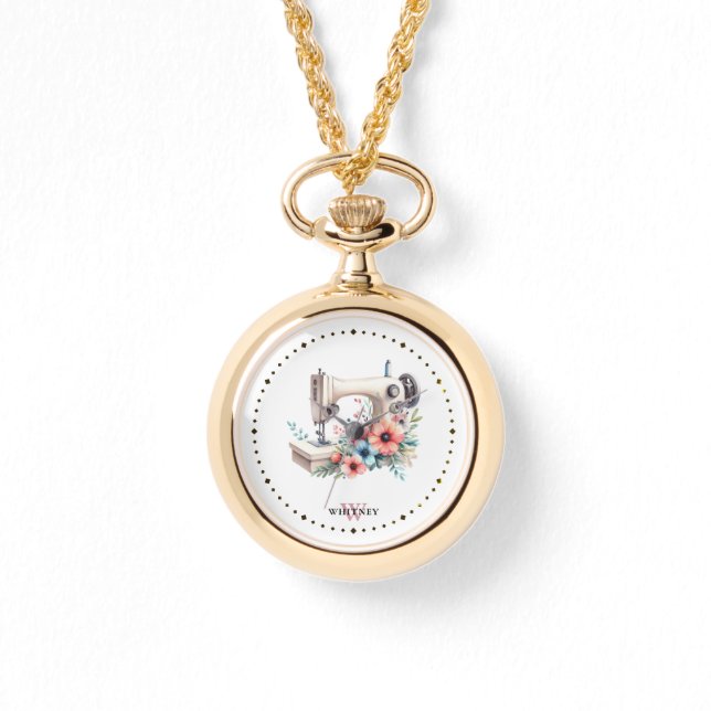 ヴィンテージフローラ裁縫マシモノグラムのンネックレス 腕時計 (正面)