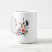 ヴィンテージフローラ裁縫モノグラムの機 コーヒーマグカップ (正面左)