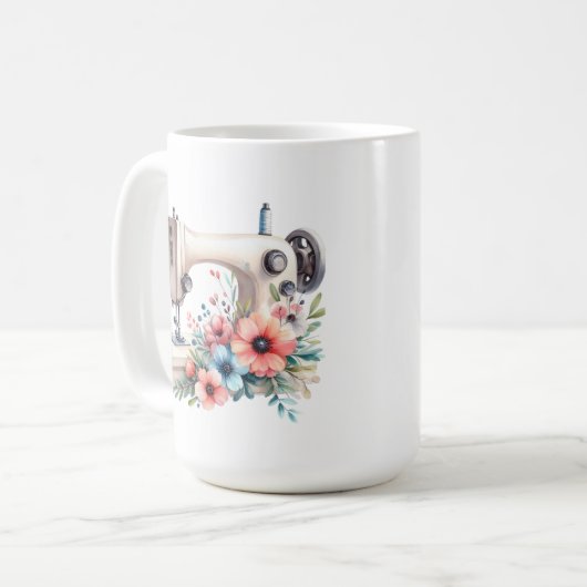 ヴィンテージフローラ裁縫モノグラムの機 コーヒーマグカップ (正面左)