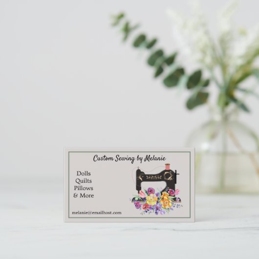 ヴィンテージフローラ裁縫機名刺 名刺 (スタンド正面)