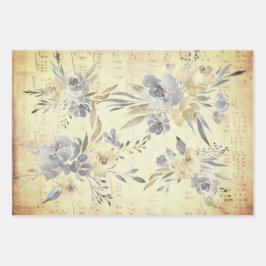 ヴィンテージフローラ装飾楽譜 ラッピングペーパーシート