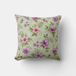 「ヴィンテージフローラ装飾用クッション（緑）」 クッション