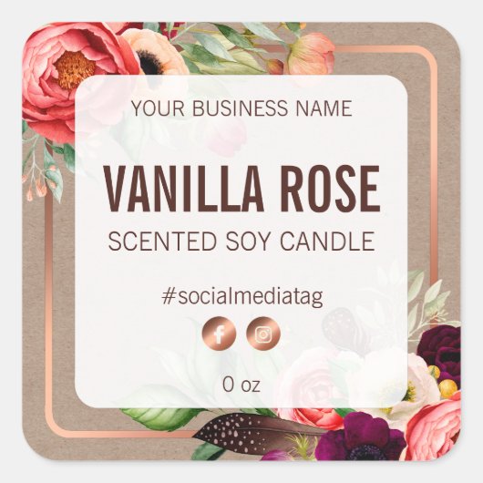 ヴィンテージフローラ製品ラベル スクエアシール (正面)