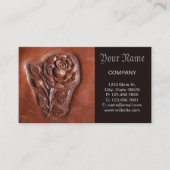 ヴィンテージフローラ西カントリー工具革バラ 名刺 (正面)