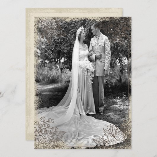 ヴィンテージフローラ記念お祝い 招待状 (正面/裏面)