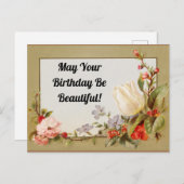 ヴィンテージフローラ誕生日はがき ポストカード (正面/裏面)