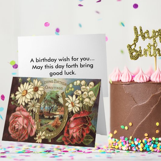 ヴィンテージフローラ誕生日グリーティングカード カード