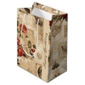 ヴィンテージフローラ誕生日抱き枕 ミディアムペーパーバッグ (正面アングル)