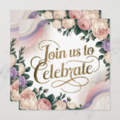 ヴィンテージフローラ誕生日招待状 招待状 (正面/裏面)