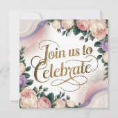 ヴィンテージフローラ誕生日招待状 招待状 (正面)