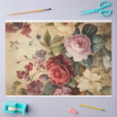 ヴィンテージフローラ豊かな色で永遠開花 薄葉紙 (クラフト)