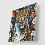 ヴィンテージフローラ豹 スクエア壁時計 (傾斜)