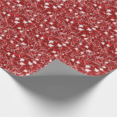 ヴィンテージフローラ赤と白壁紙 ラッピングペーパー (角)