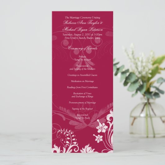 ヴィンテージフローラ赤と白結婚式 プログラム (スタンド正面)