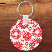 ヴィンテージフローラ赤キーチェーン キーホルダー (正面)