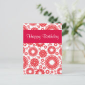 ヴィンテージフローラ赤ハッピーバースデー葉書 ポストカード (スタンド正面)