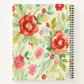 ヴィンテージフローラ赤緑水彩画 ノートブック (裏面)