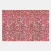 ヴィンテージフローラ赤緑青モリスパターンLea ラッピングペーパーシート (正面)