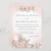 ヴィンテージフローラ赤面ビーチ結婚式招待状 招待状 (正面/裏面)