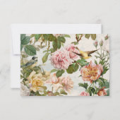 ヴィンテージフローラ赤面ピンクイエロー結婚バード 出欠カード (裏面)