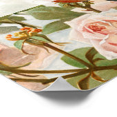 ヴィンテージフローラ赤面ピンクバードへようこそ結婚 ポスター (角)