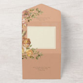 ヴィンテージフローラ赤面ピンク&ラスト詳細結婚ズ オールインワン招待状 (外側)