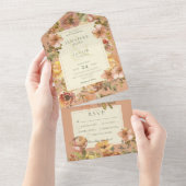 ヴィンテージフローラ赤面Rust All in One招待状 オールインワン招待状 (貼ってはがせる)