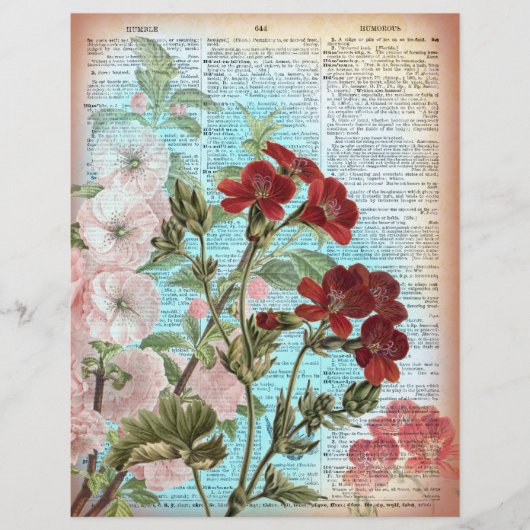 ヴィンテージフローラ辞書ページスクラップブック紙 (正面)