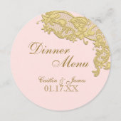 ヴィンテージフローラ金ゴールドと赤面のラウンドメニュー メニュー (裏面)