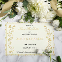 ヴィンテージフローラ金ゴールドとCream日付カードの保存