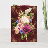 ヴィンテージフローラ金ゴールドアクセント悔やみや弔慰 カード (裏面)