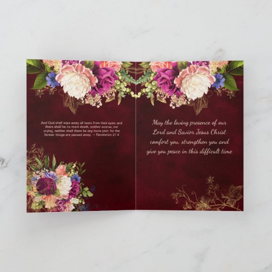 ヴィンテージフローラ金ゴールドアクセント悔やみや弔慰 カード (内部)