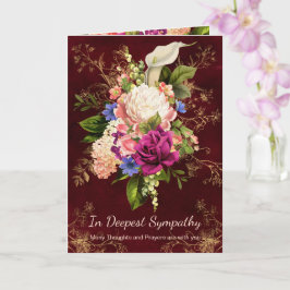ヴィンテージフローラ金ゴールドアクセント悔やみや弔慰 カード