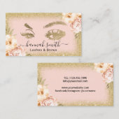 ヴィンテージフローラ金ゴールドグリッター化粧アーティスト美しい 名刺 (正面/裏面)