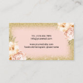 ヴィンテージフローラ金ゴールドグリッター化粧アーティスト美しい 名刺 (裏面)