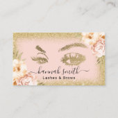 ヴィンテージフローラ金ゴールドグリッター化粧アーティスト美しい 名刺 (正面)