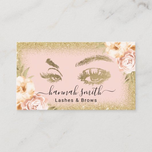 ヴィンテージフローラ金ゴールドグリッター化粧アーティスト美しい 名刺 (正面)