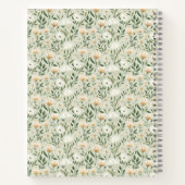 ヴィンテージフローラ金ゴールドグリーンパーソナライズされたレシピブック ノートブック (裏面)