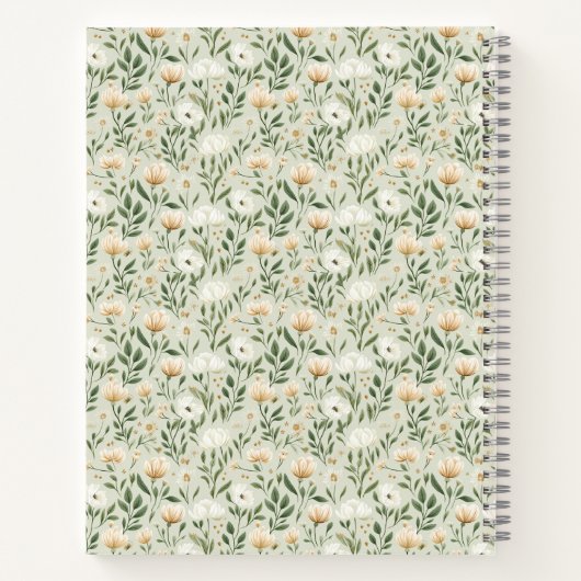 ヴィンテージフローラ金ゴールドグリーンパーソナライズされたレシピブック ノートブック (裏面)