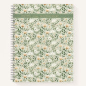 ヴィンテージフローラ金ゴールドグリーンパーソナライズされたレシピブック ノートブック (正面)