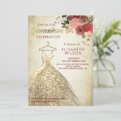 ヴィンテージフローラ金ゴールドシークンズドレスキンセアニラ 招待状 (スタンド正面)