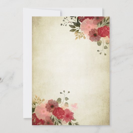 ヴィンテージフローラ金ゴールドシークンズドレスキンセアニラ 招待状 (裏面)