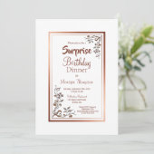 ヴィンテージフローラ金ゴールドフレームサプライズ誕生日ディナー 招待状 (スタンド正面)