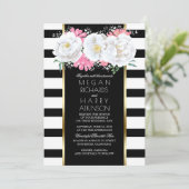 ヴィンテージフローラ金ゴールドホワイトブラック結婚ズ 招待状 (スタンド正面)