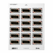 ヴィンテージフローラ金ゴールド白黒ストライプ抽象芸術 ラベル (フルシート)