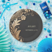 ヴィンテージフローラ金箔エンボスブライダルシャワー ペーパープレート (パーティー)