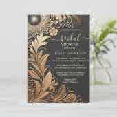 ヴィンテージフローラ金箔エンボスブライダルシャワー 招待状 (スタンド正面)