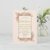 ヴィンテージフローラ金箔フレームブライダルシャワー 招待状 (スタンド正面)