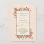ヴィンテージフローラ金箔フレーム結婚式招待状 招待状 (正面/裏面)