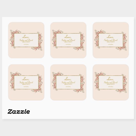 ヴィンテージフローラ金箔フレ結婚ーム スクエアシール (シート)